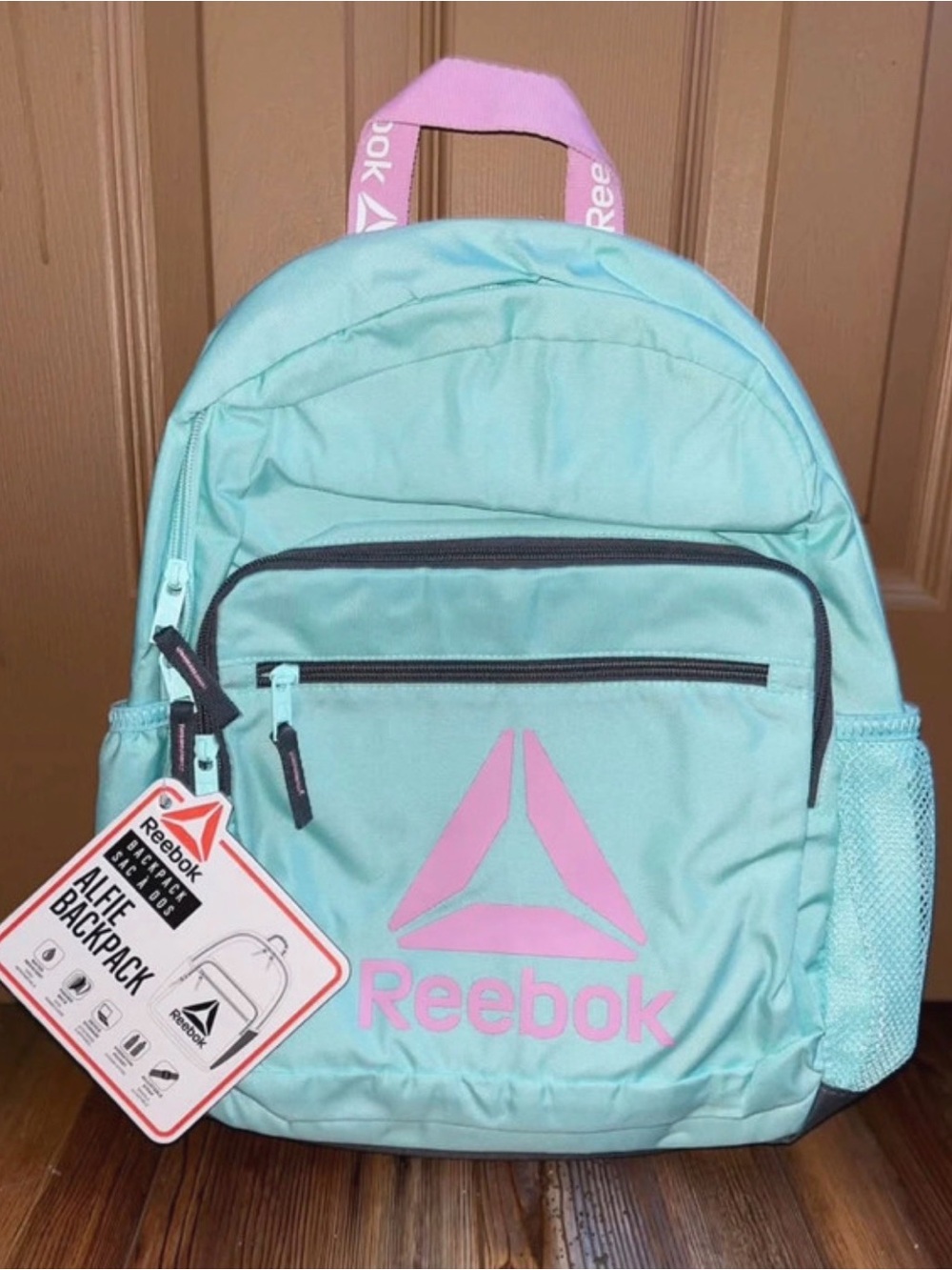 Reebok Kids Mint & Pink Alfie Backpack - Mint with Pink Logo